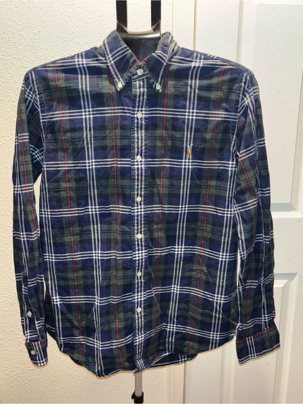 Ralph Lauren Blue, Green & White Plaid Button-Down Shirt